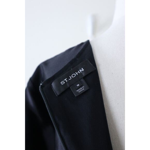 St John Size 10 Abstract Print Sheath Dress Silk Wool Colorblock Short Sleeve - Picture 11 of 13